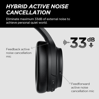 Hybrid Active Noise Cancelling Headphones Wireless over Ear Bluetooth Headphones Wireless Headphones with Deep Bass, Clear Calls, Comfortable Fit, 30H, Bluetooth 5.2