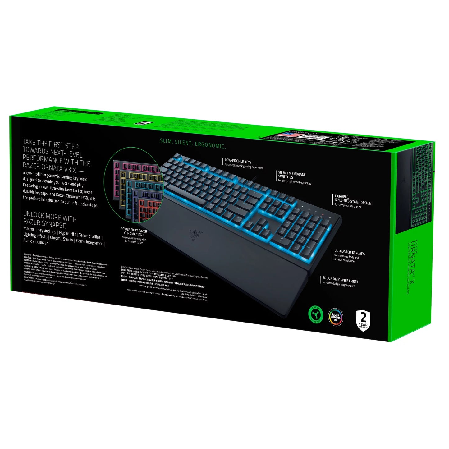 Ornata V3 X Full-Size Wired Membrane Gaming Keyboard for PC, Chroma RGB, Wrist Rest, Black